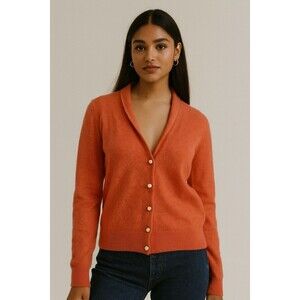 Nougat Womens London Orange Ruched Cropped Shrunken Sweater Lambswool Blend Sz 2